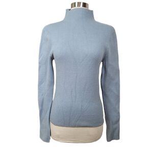 Crescent Sky Blue Ribbed Mockneck Sweater Long Sleeve Size Large